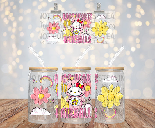 Hugs Hearts And Hairballs 16 oz Glass Wraps