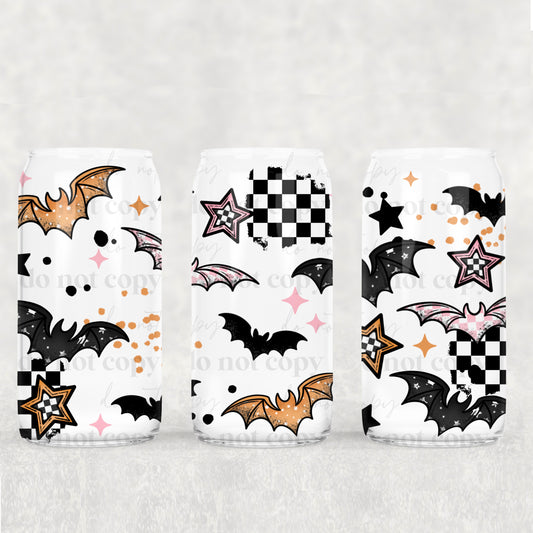 Grunge Patterned Bats 16 oz Glass Wraps