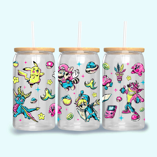 90’s Classic Video Games 16 oz Glass Can Wraps