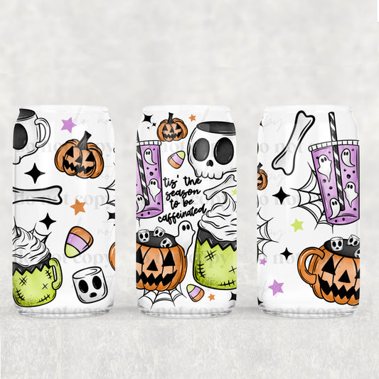 ‘Tis The Season To Be Caffeinated 16 oz Glass Wraps