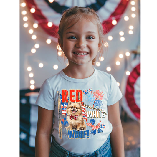 Red White And Woof DTF Print