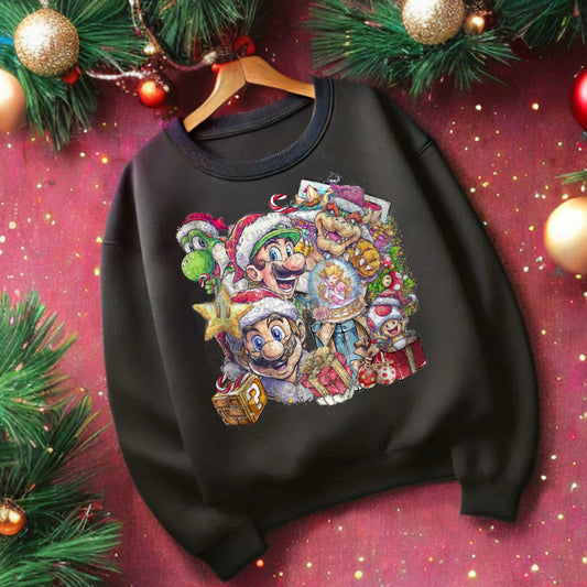 Christmas Mario Polaroid DTF Print