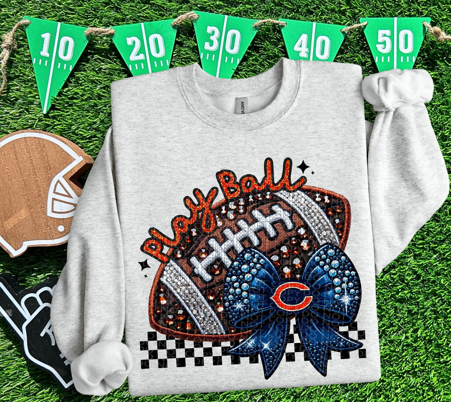 Play Ball Bow Football DTF Print