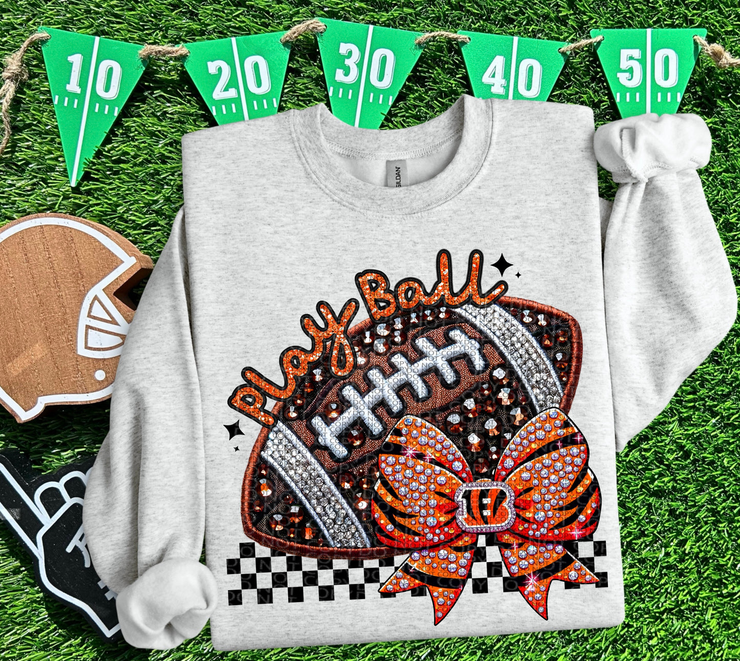 Play Ball Bow Football DTF Print