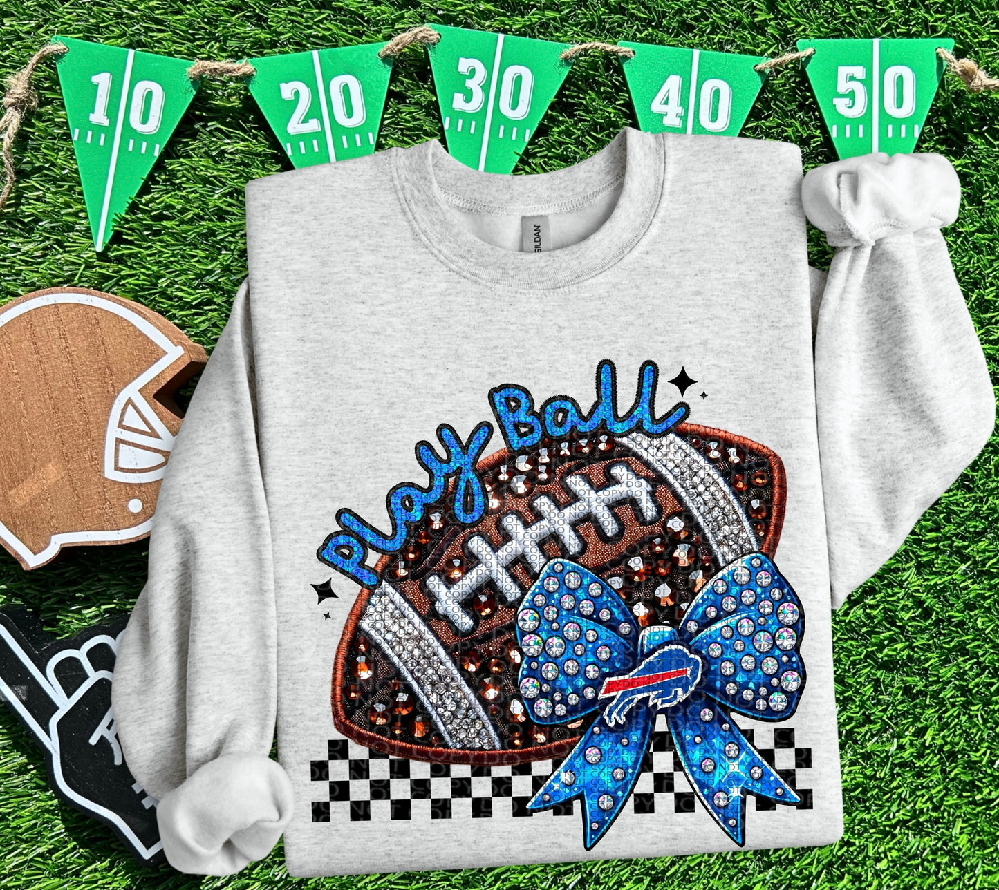 Play Ball Bow Football DTF Print