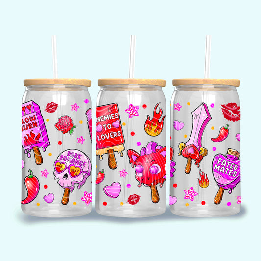 Ice Cream Book Lover 16 oz Glass Can Wraps