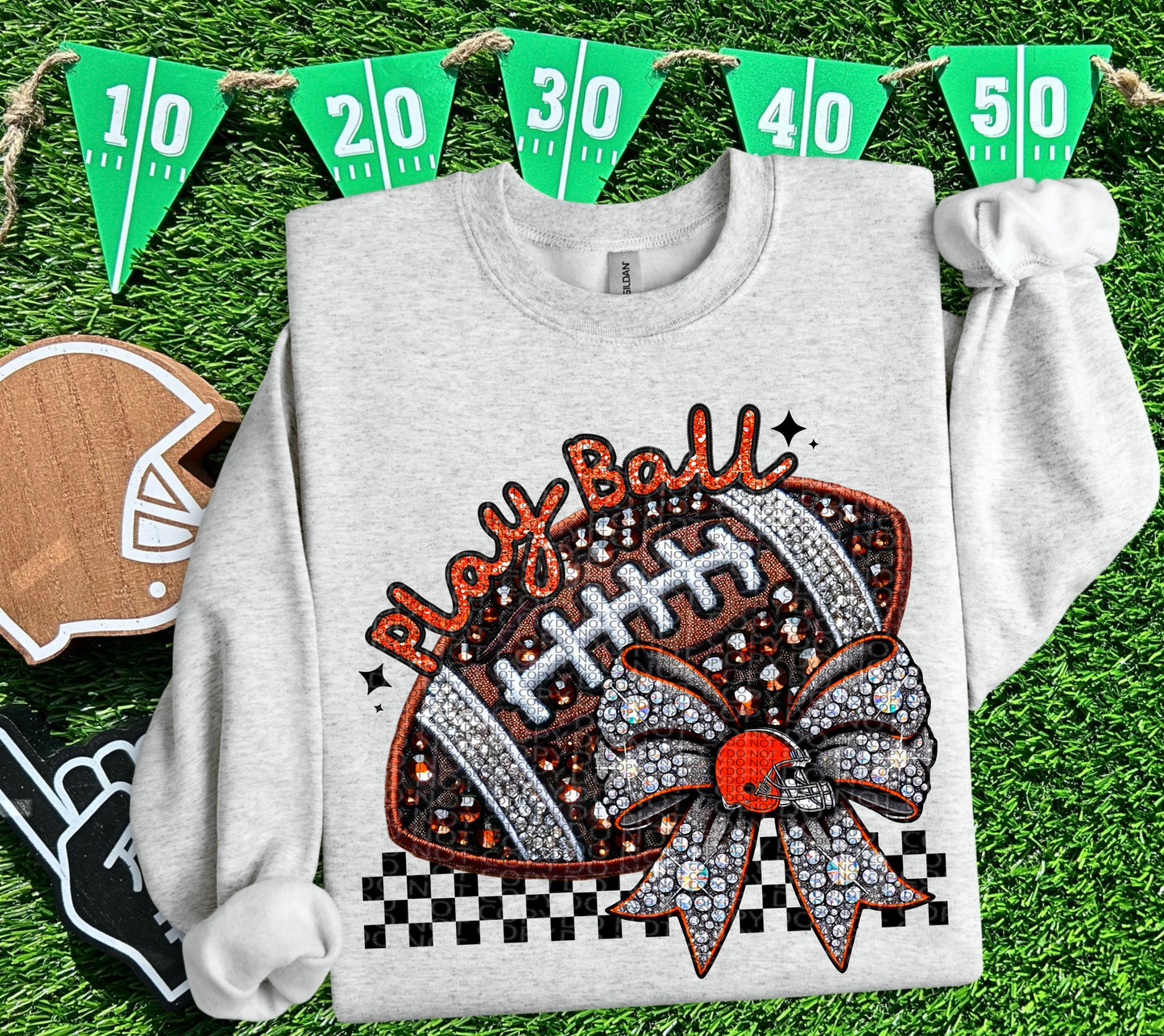 Play Ball Bow Football DTF Print