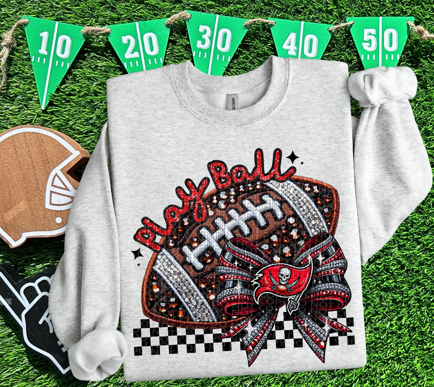 Play Ball Bow Football DTF Print