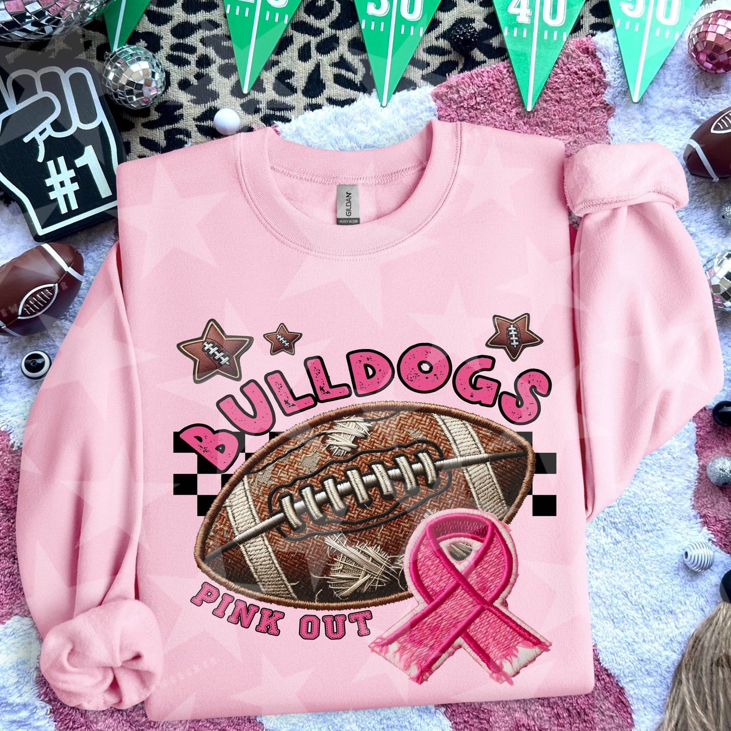 Pink Out Football Font DTF Print