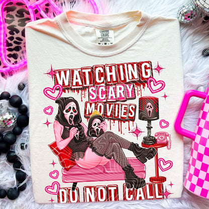 Watching Scary Movies Do Not Call DTF Prints