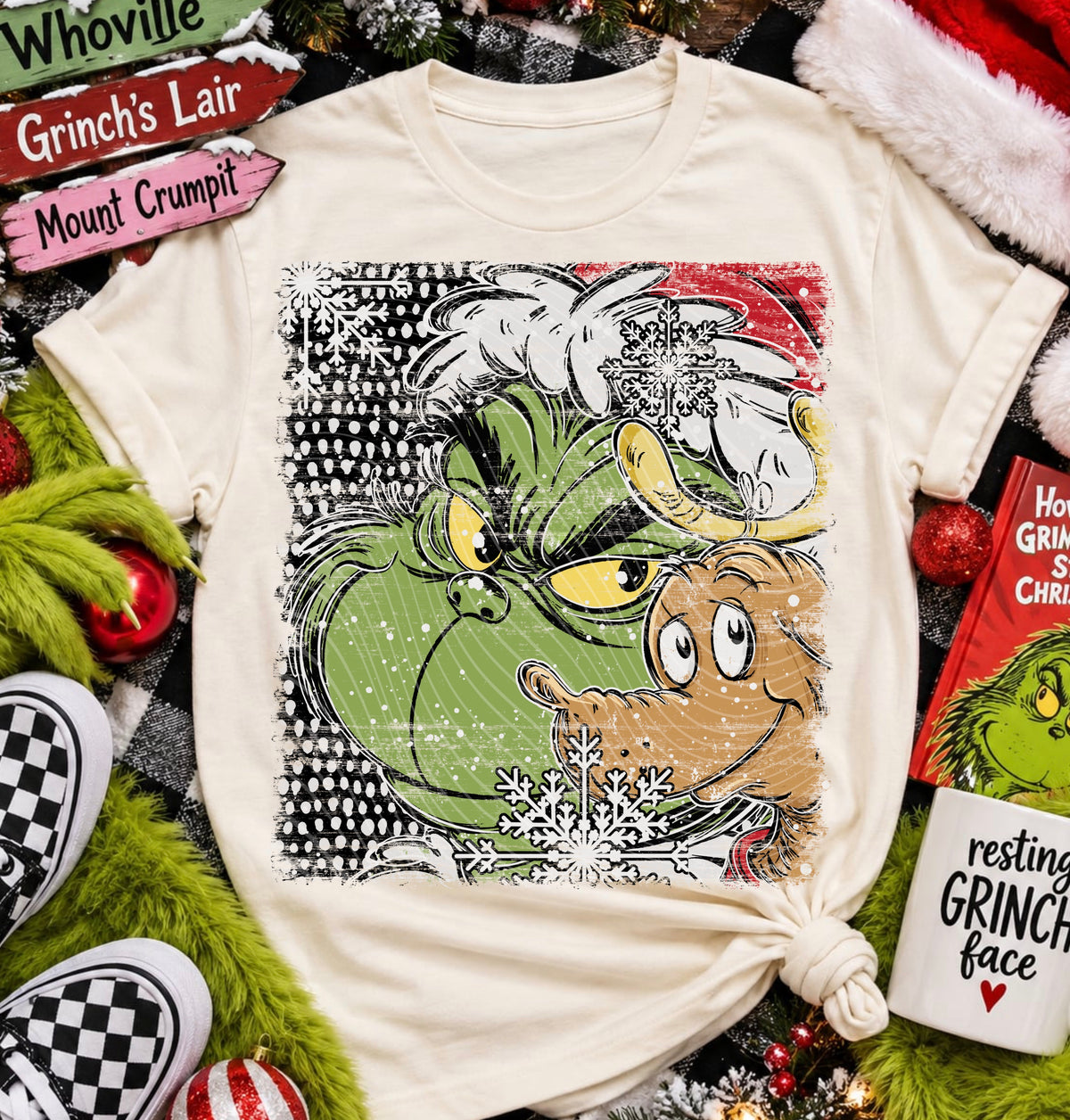 Grinch Selfie DTF Print