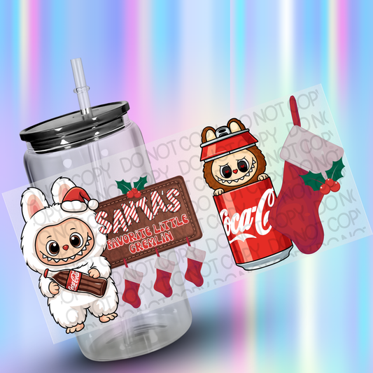 Santa’s Favorite Little Gremlin 16 oz Glass Wraps