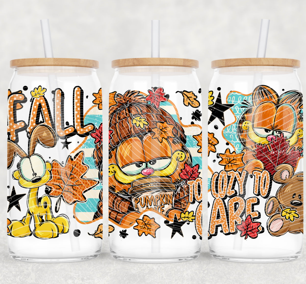 Pumpkin Spice Garfield 16 oz Glass Wrap