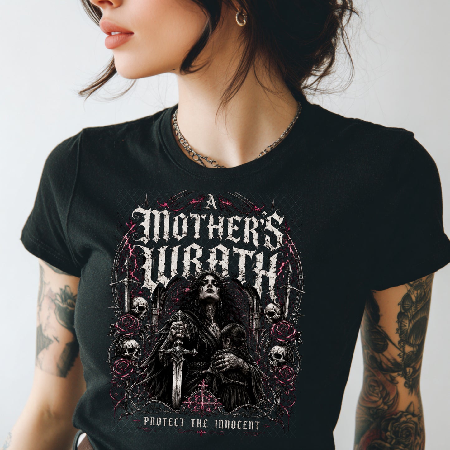 A Mother’s Wrath (Halftone for Black Fabric Only) DTF Print