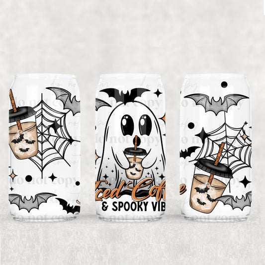 Iced Coffee & Spooky Vibes 16 oz Glass Wraps