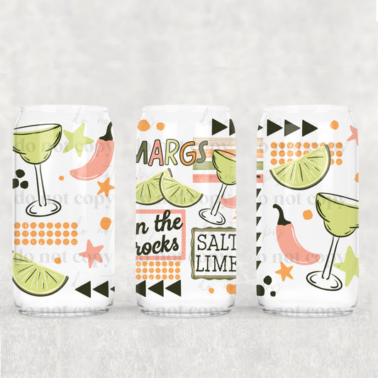 Margs On The Rocks 16 oz Glass Wrap