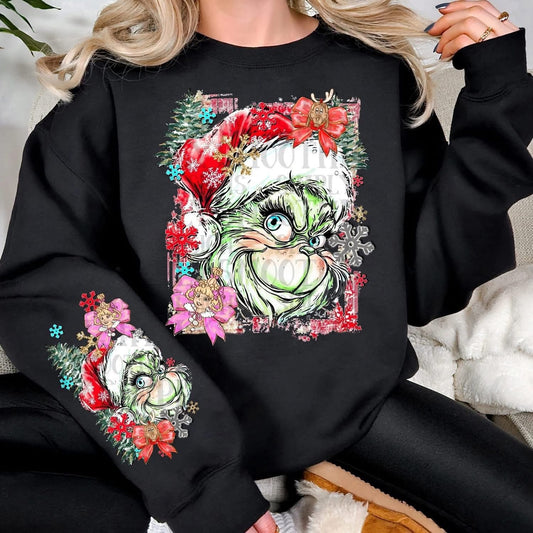 Grinch Selfie DTF Print