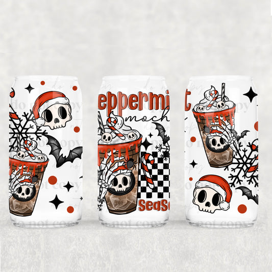 Peppermint Mocha Season 16 oz Glass Wraps