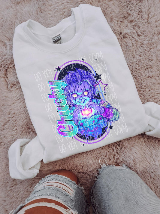 Heart hands Chucky DTF Prints
