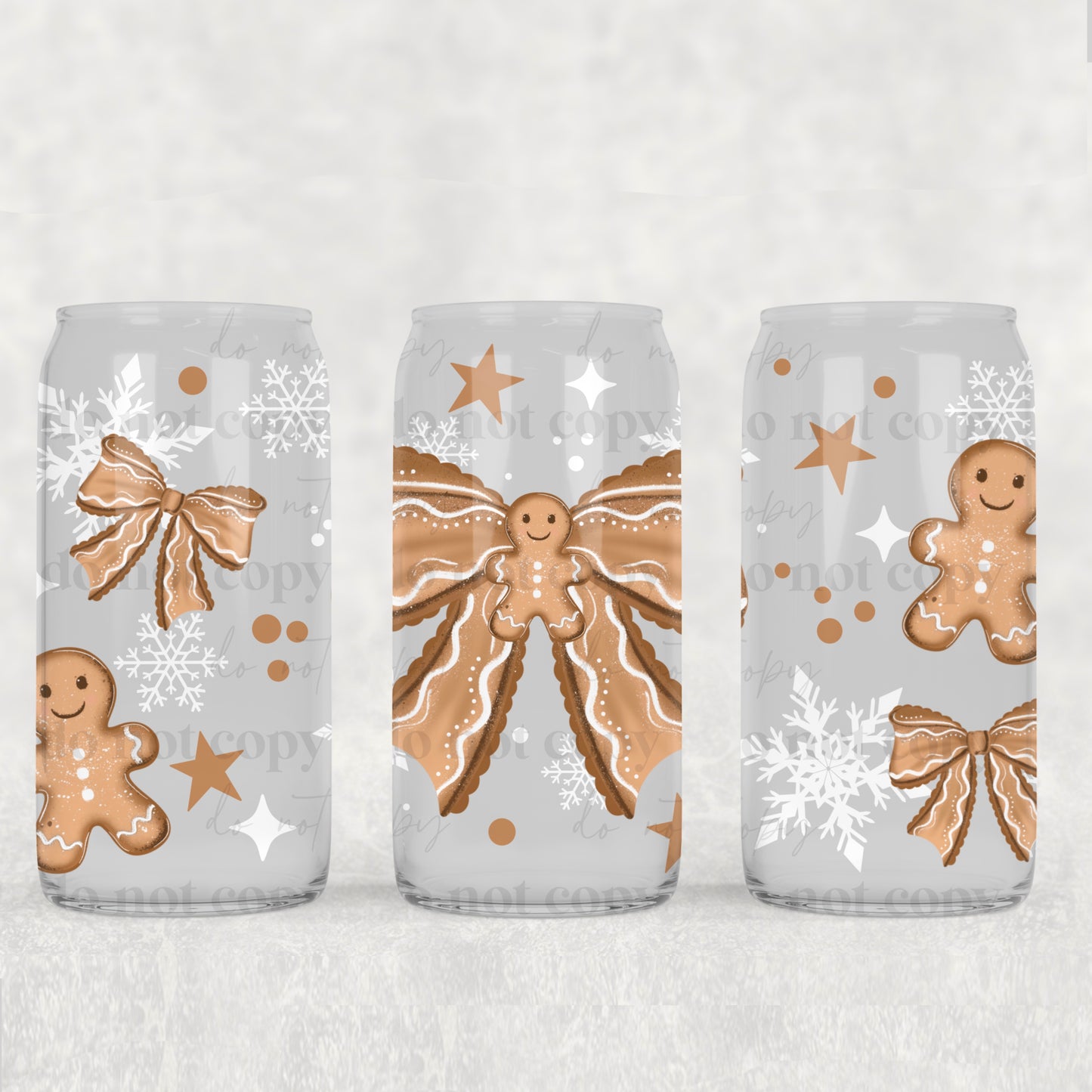 Gingerbread Bow 16 oz Glass Wraps