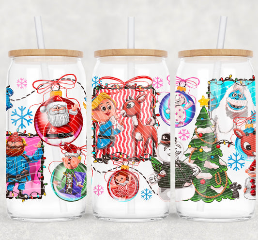 Red Nose Reindeer 16 oz Glass Wraps