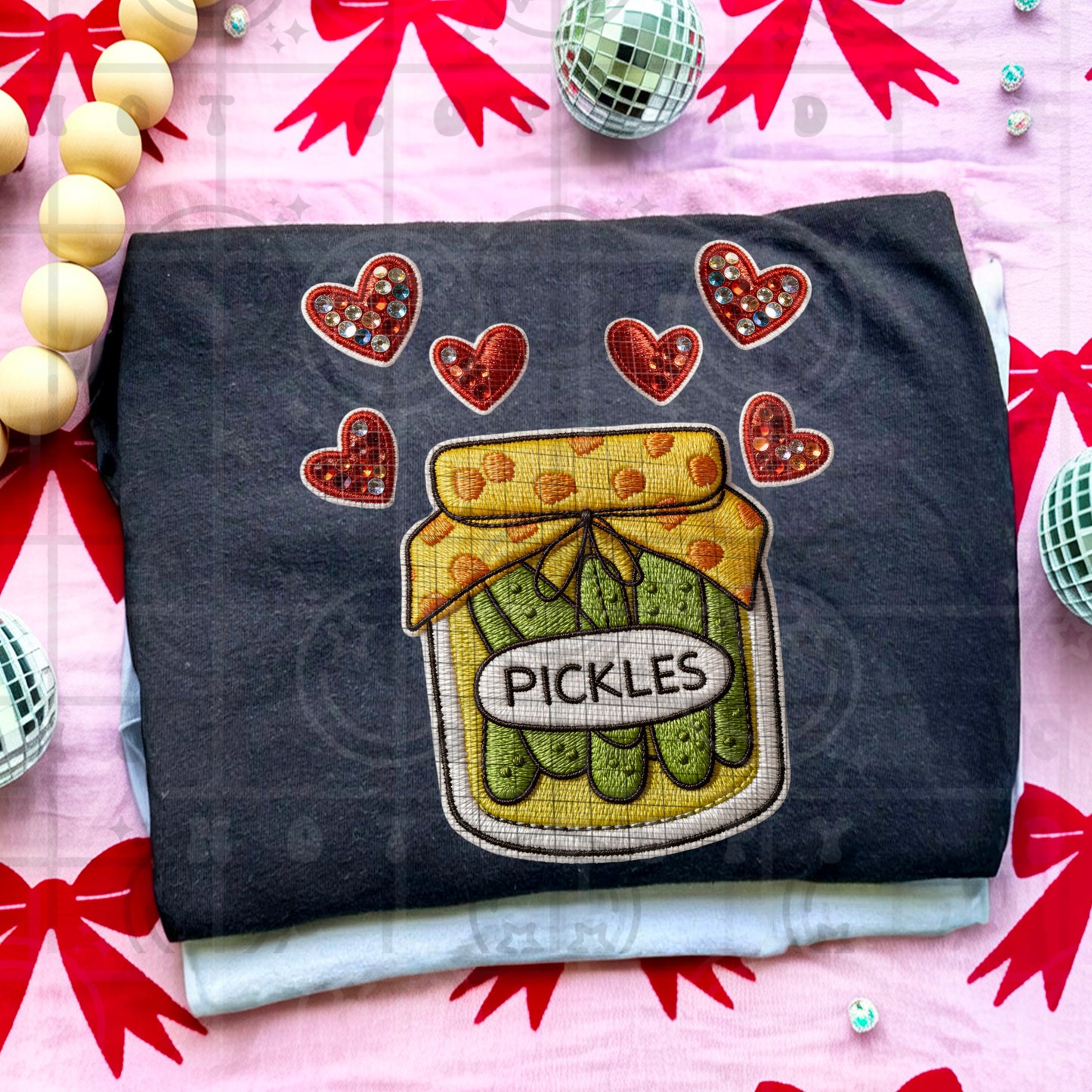 Pickles And Hearts (Faux Embroidery) DTF Print