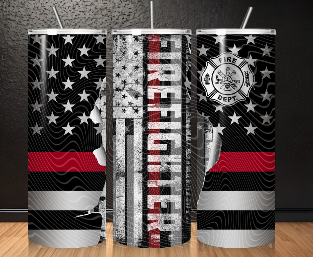 Firefighter American Flag Tumbler Wrap