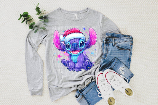 Christmas Blue Alien DTF Prints
