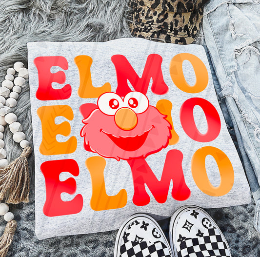 Stacked Style Elmo DTF Print