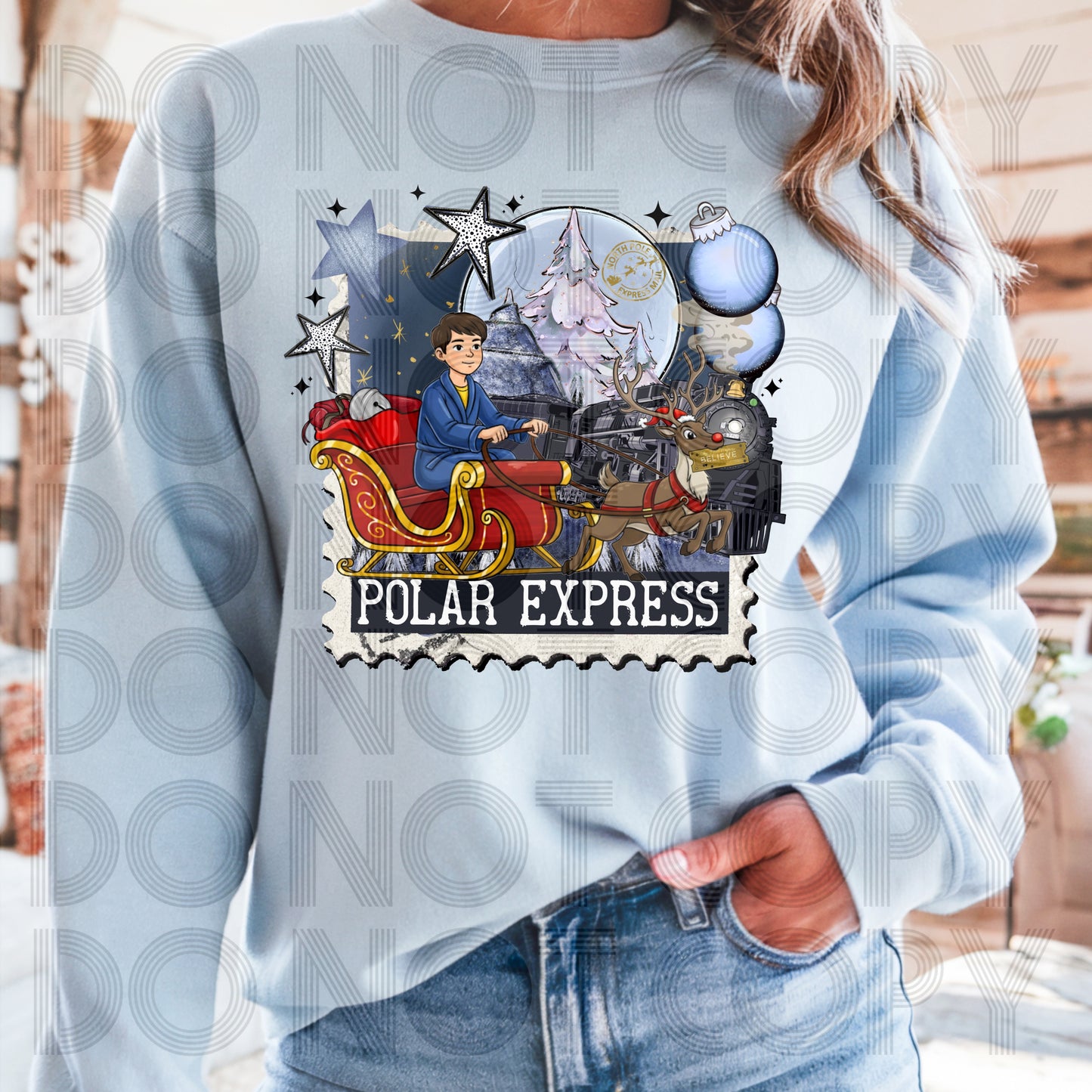 Christmas Polar Train Stamp DTF Prints