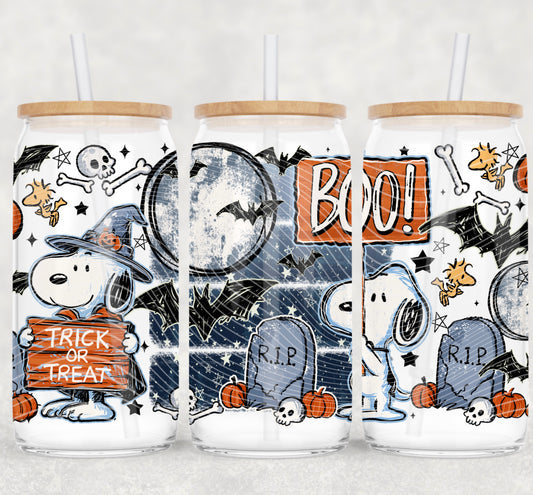 Halloween Peanuts 16 oz Glass Wrap