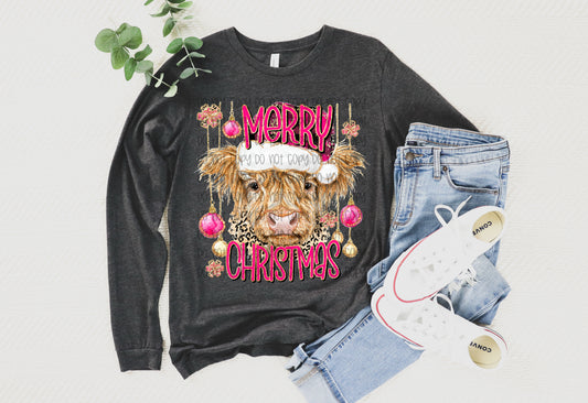 Merry Christmas Cow DTF Print