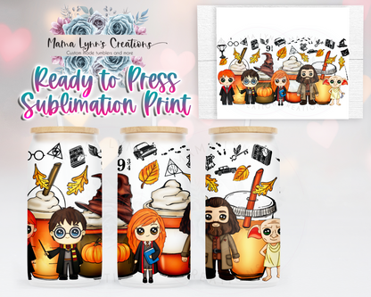 Chibi Wizards Drinks 16 oz Glass Can Wrap