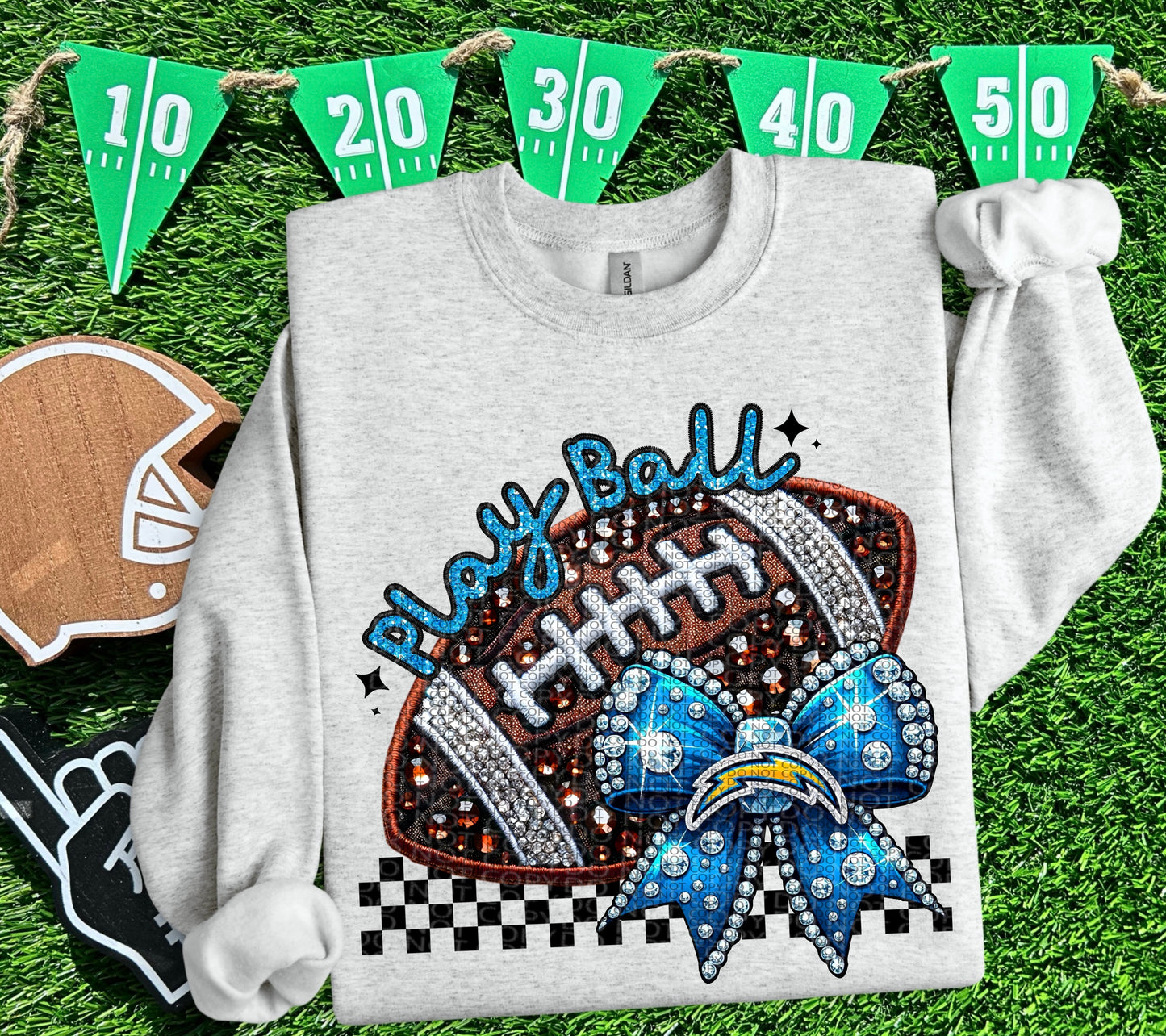 Play Ball Bow Football DTF Print