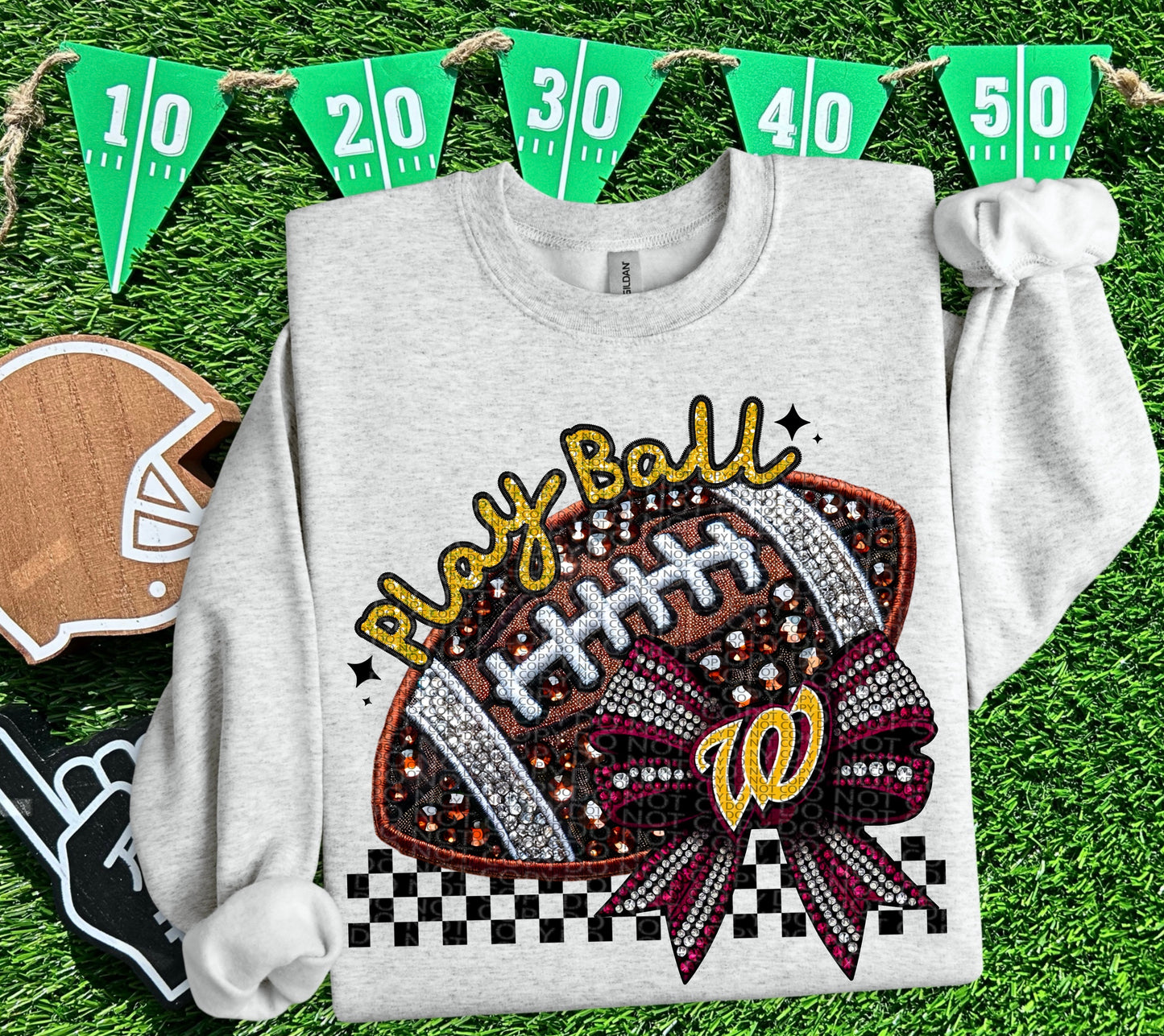 Play Ball Bow Football DTF Print