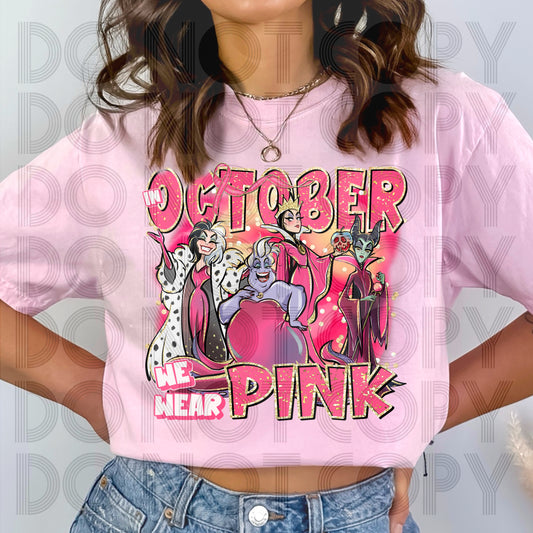 In October We Wear Pink Villains DTF Prints