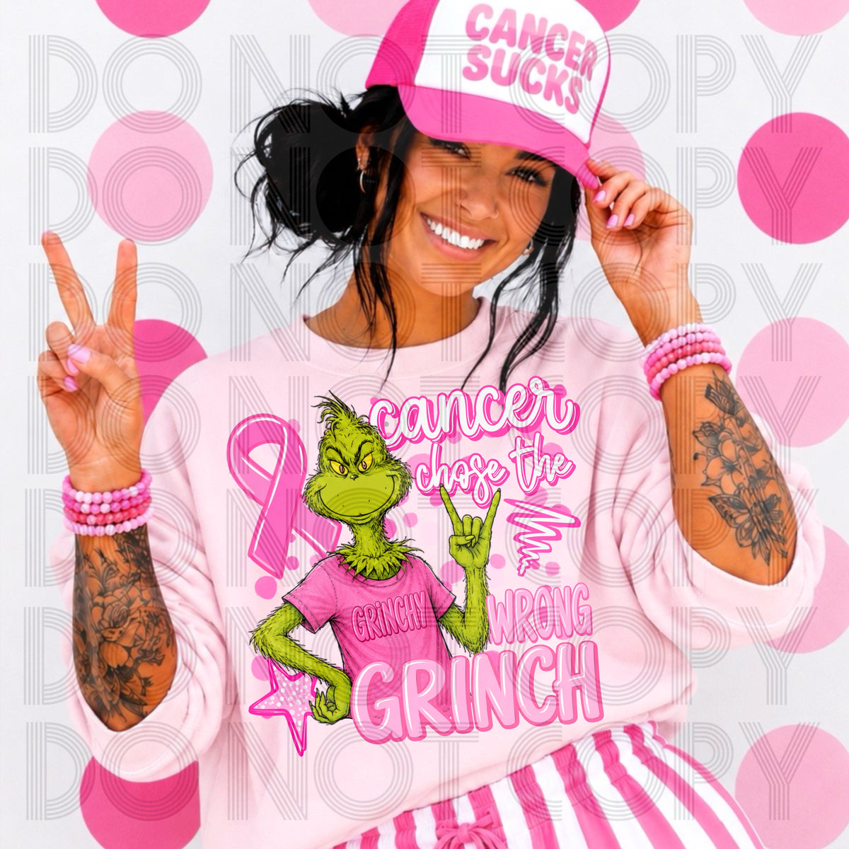 Cancer Chose The Wrong Grinch DTF Print