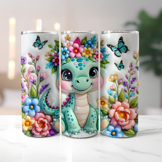 Floral Dinosaur Tumbler Wrap