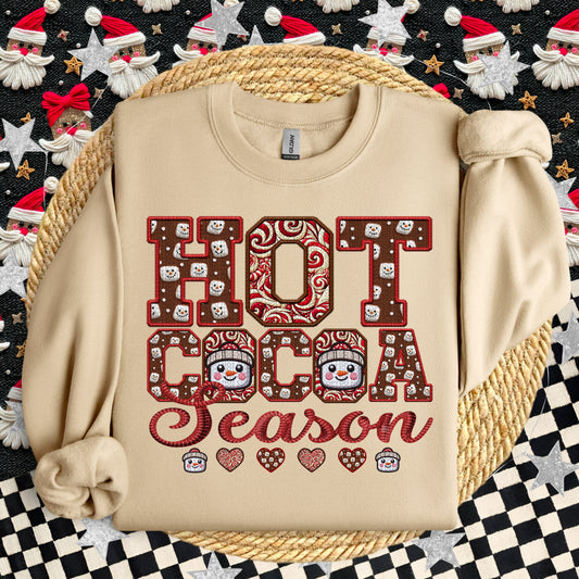 Hot Cocoa Season Faux Embroidery DTF Print