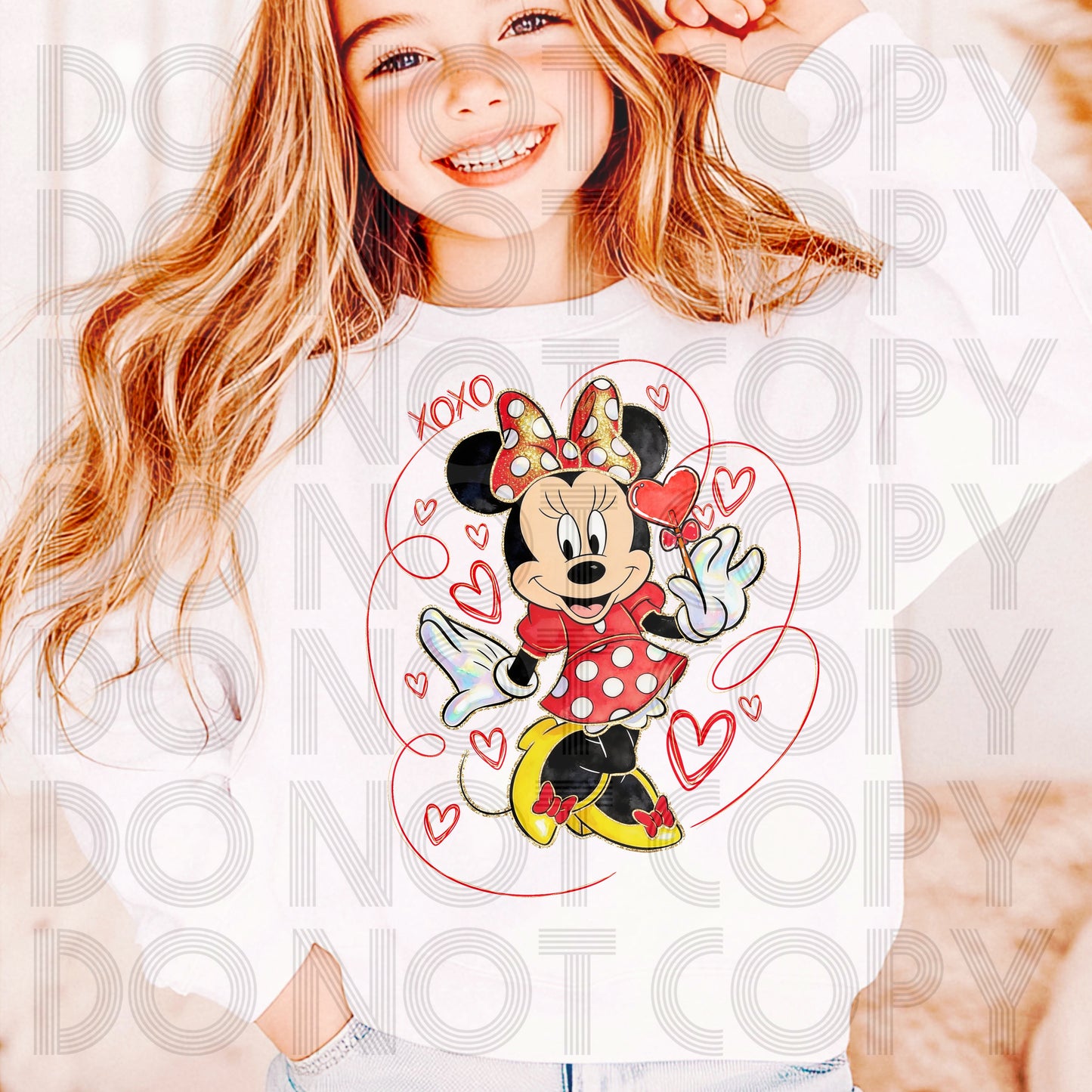 XOXO Girl Mouse Valentine DTF Prints
