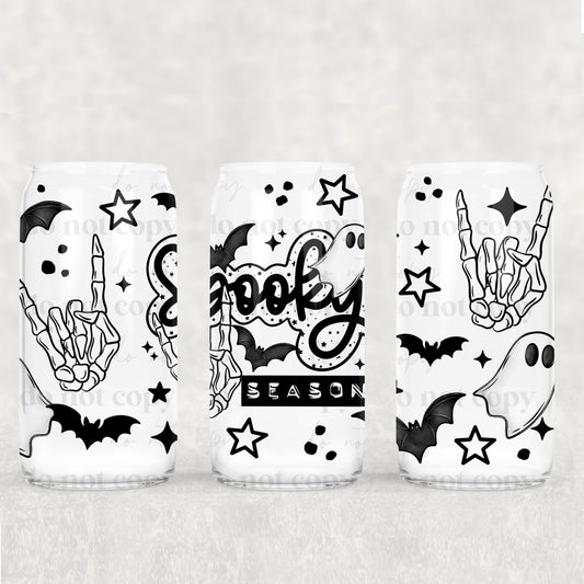 Black Spooky Season 16 oz Glass Wrap