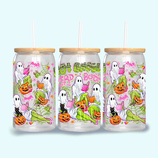 Hot Ghouls Read Books 16 oz Glass Wraps