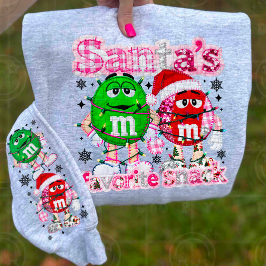 Santa’s Favorite Snack Faux Embroidery DTF Print