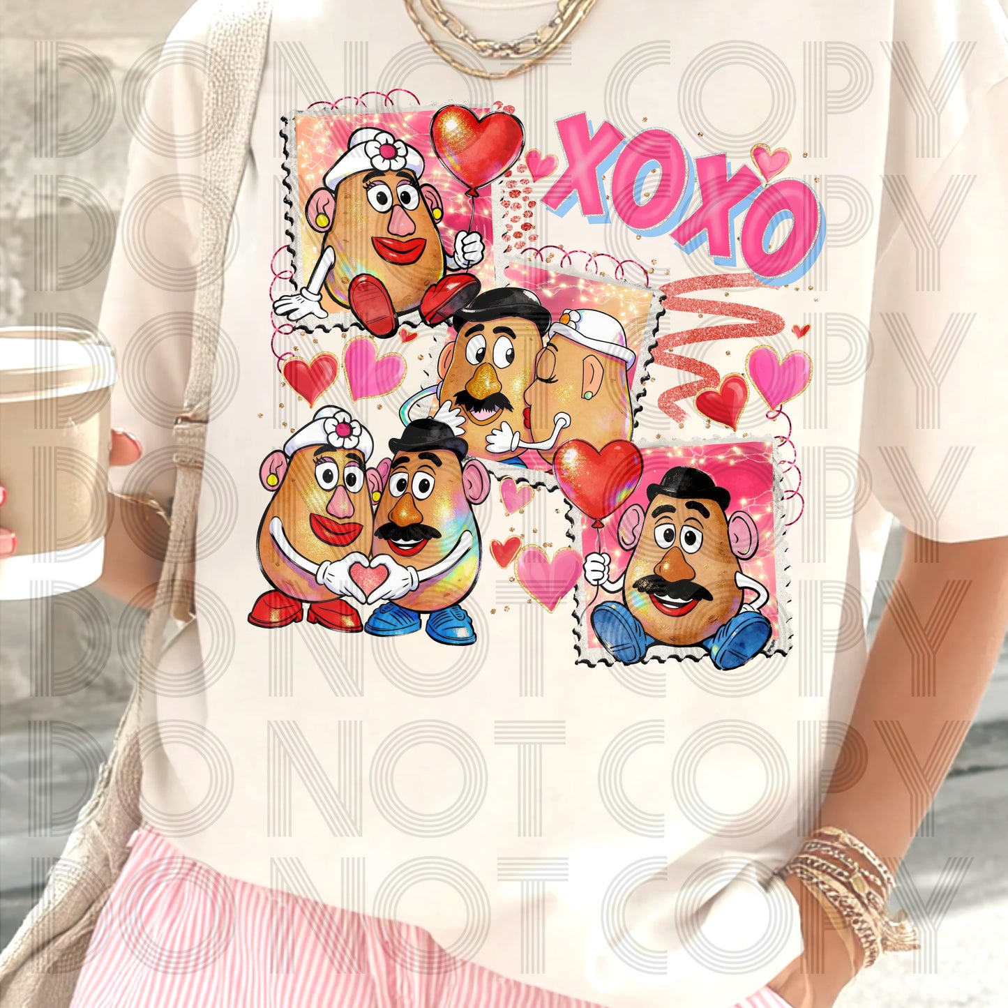 XOXO Potato Couple Stamps DTF Prints