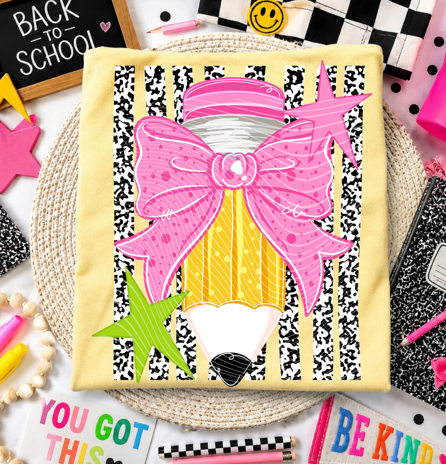 Pencil Bow DTF Print