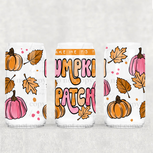 Take Me To The Pumpkin Patch 16 oz Glass Wrap