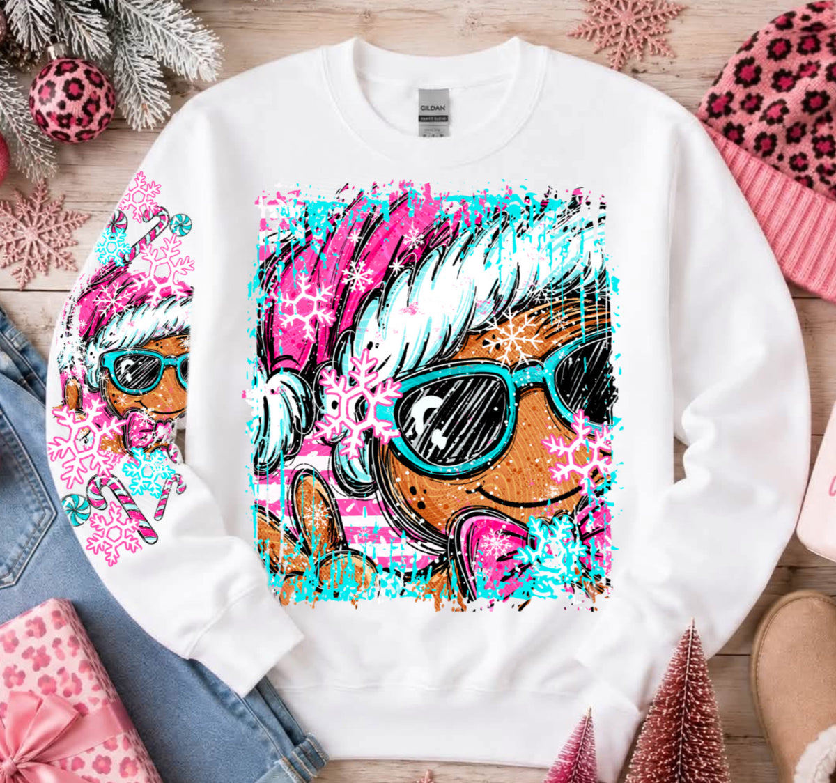 Gingerbread Man Selfie Style DTF Print