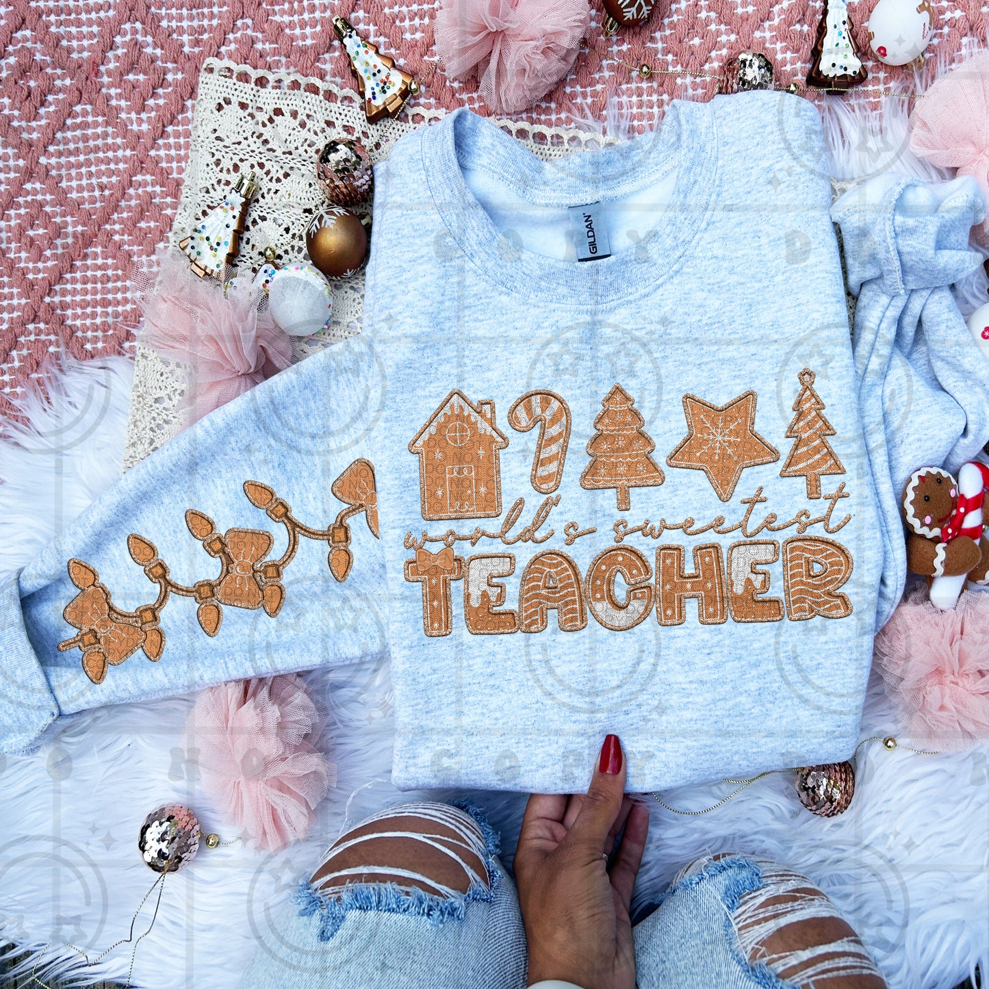 Faux Embroidery World’s Sweetest Teacher DTF Prints