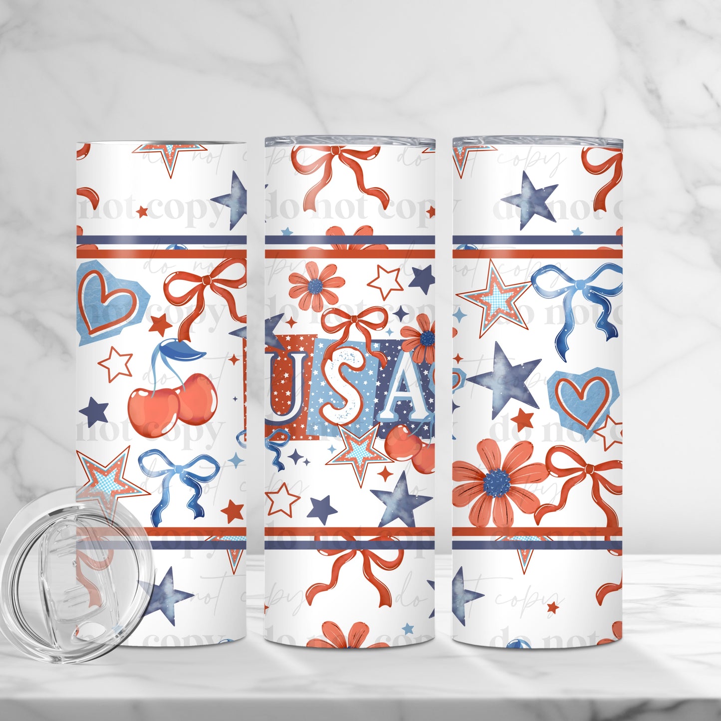 America Bows & Cherries Tumbler Wrap