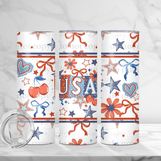 America Bows & Cherries Tumbler Wrap